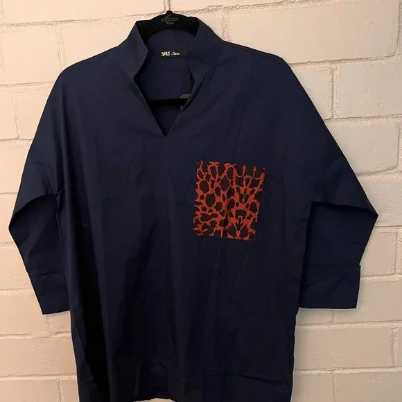 salt top shirt cheetah print pocket - Picture 1 of 5